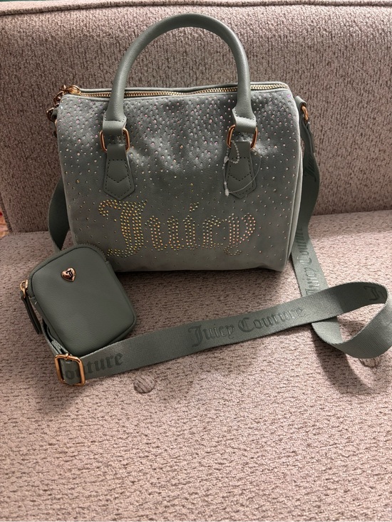 Juicy Couture Handbags - Juicy Couture Let it Shine Cool Blue Green Rhinestone Satchel